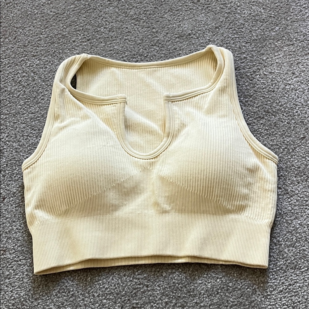 Cream Ribbed Crop Top